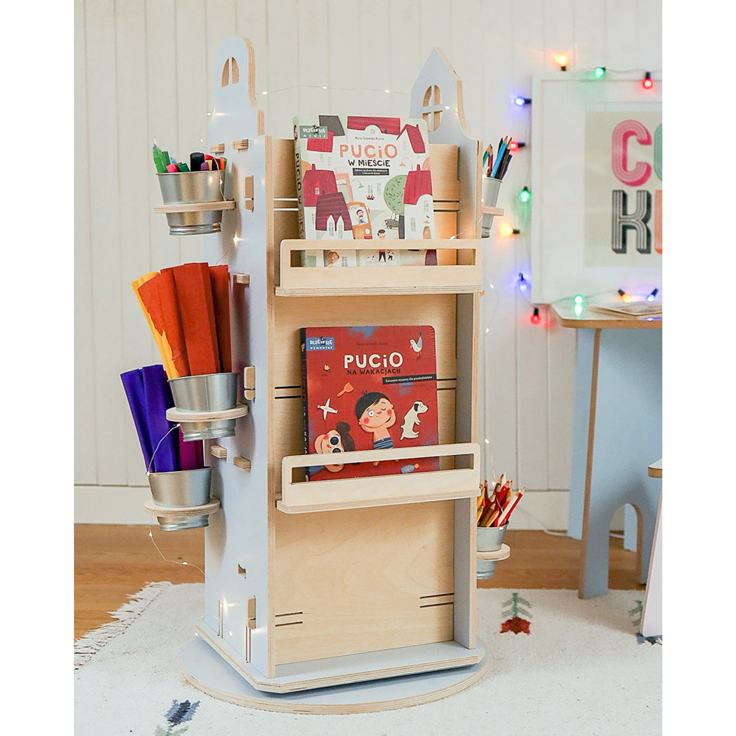 360° Cottage Bookstand Gray Wood