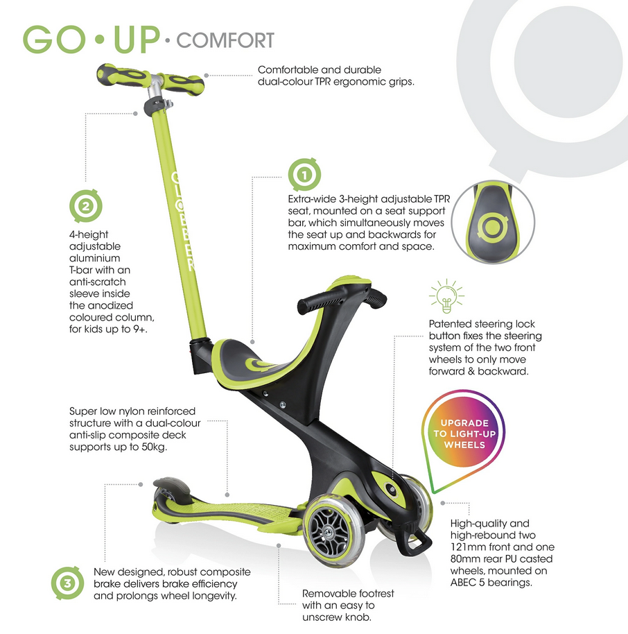 Kids Scooter Evo Comfort Lights 4-In-1 in Pink