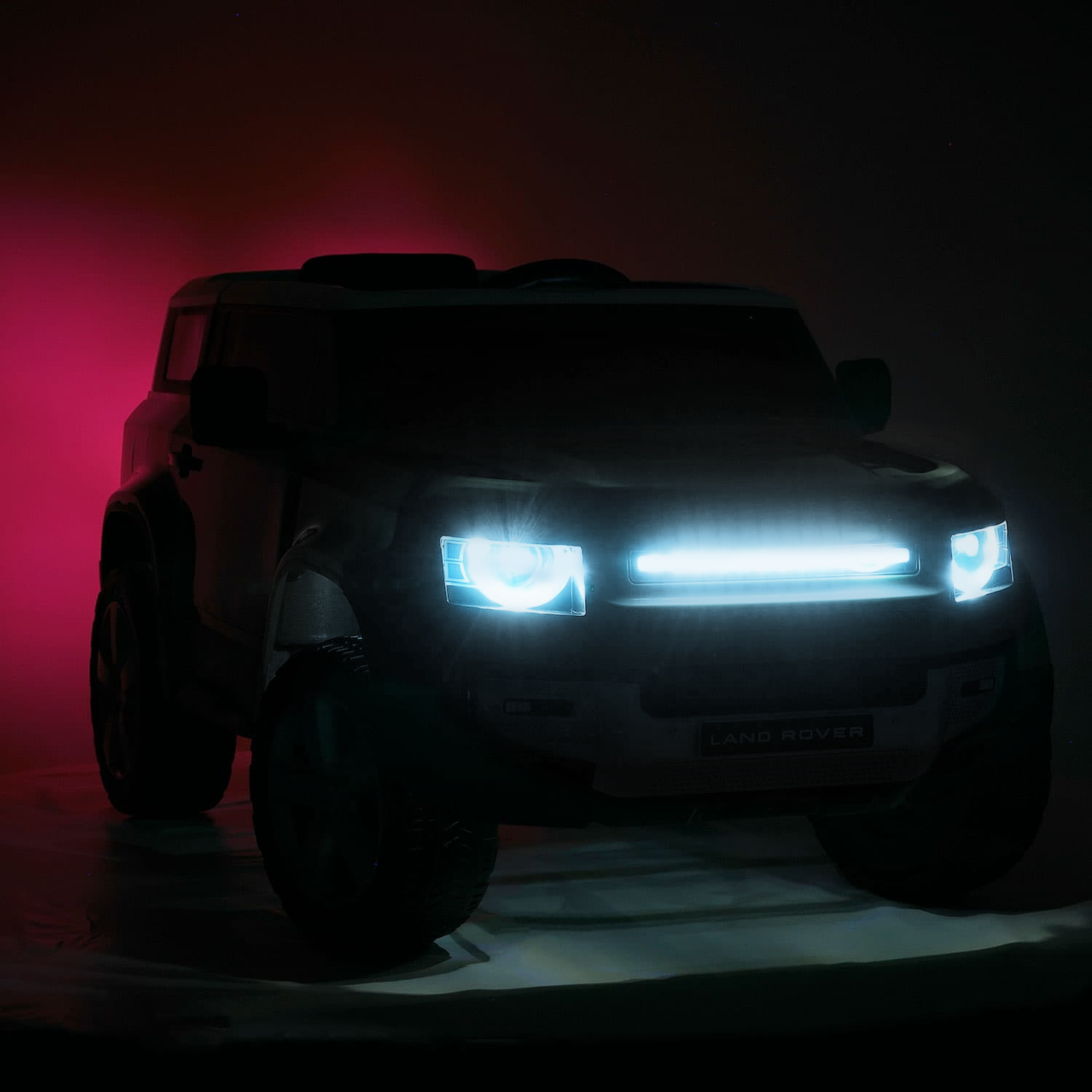 Land Rover 12V Ride On Car for Kids with Remote, Leather Seat, LED Lights in Black