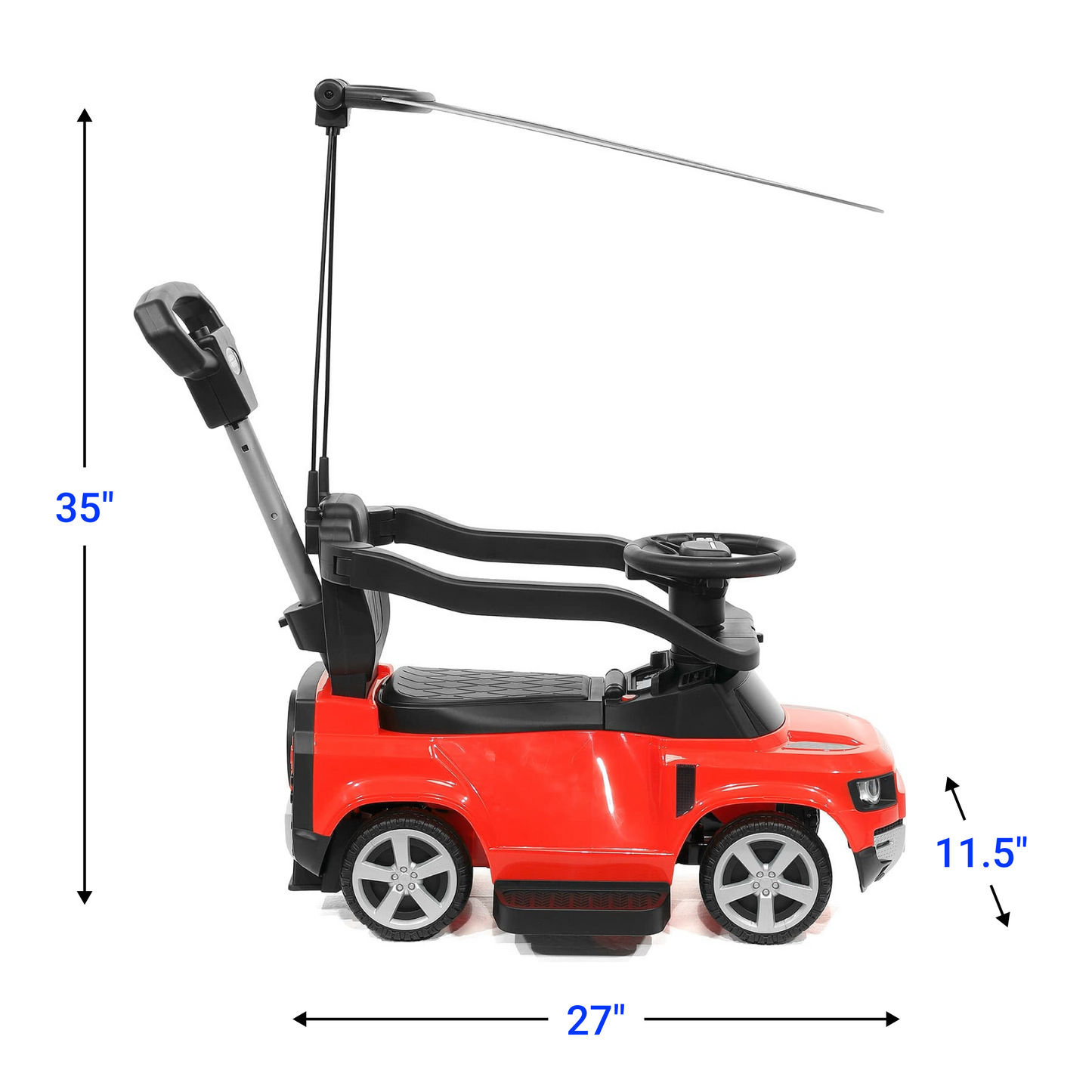 LAND ROVER DEFENDER KIDS RIDE ON PUSH CAR WITH SUNSHADE CANOPY | RED