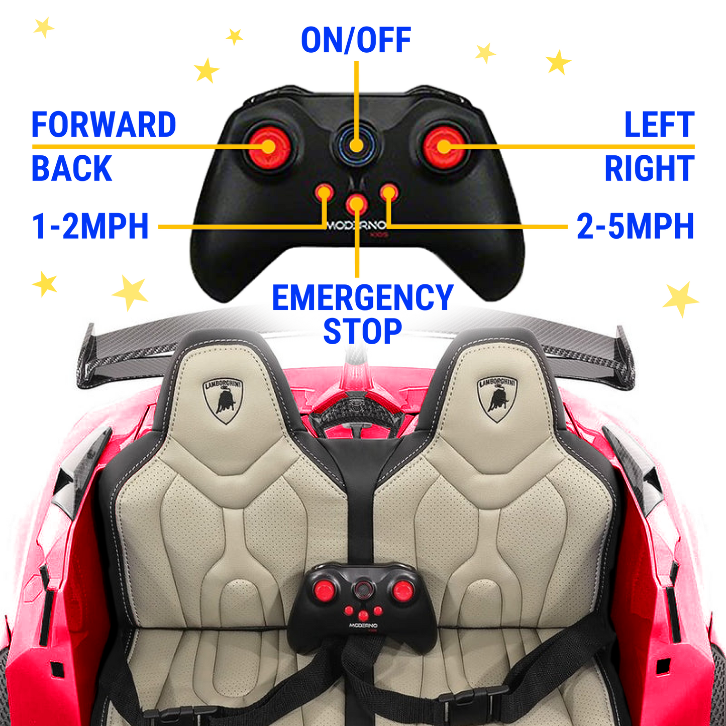 Two Seater Lamborghini Avantador 24V Kids Car In Red