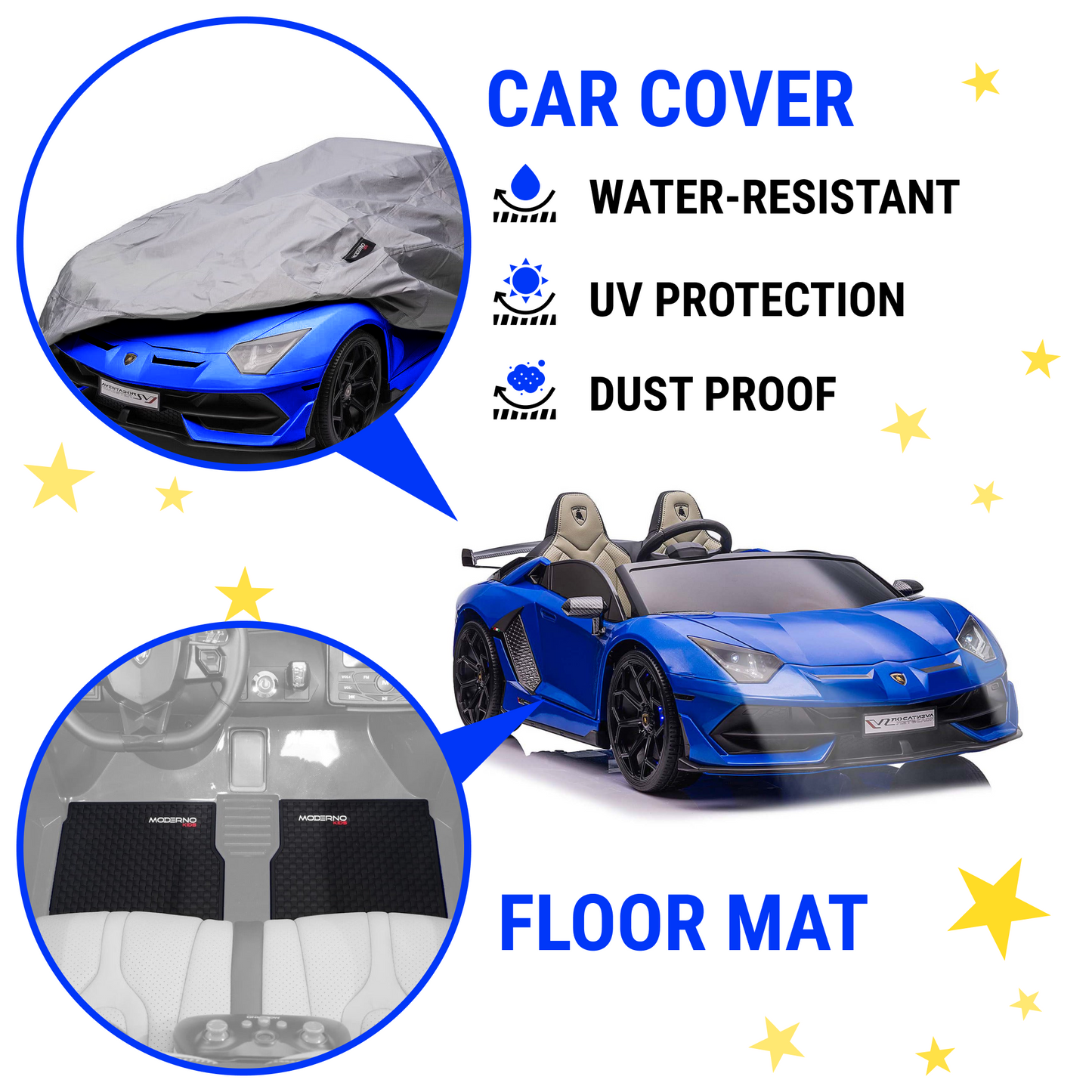 Two Seater Lamborghini Avantador 24V Kids Car In Blue