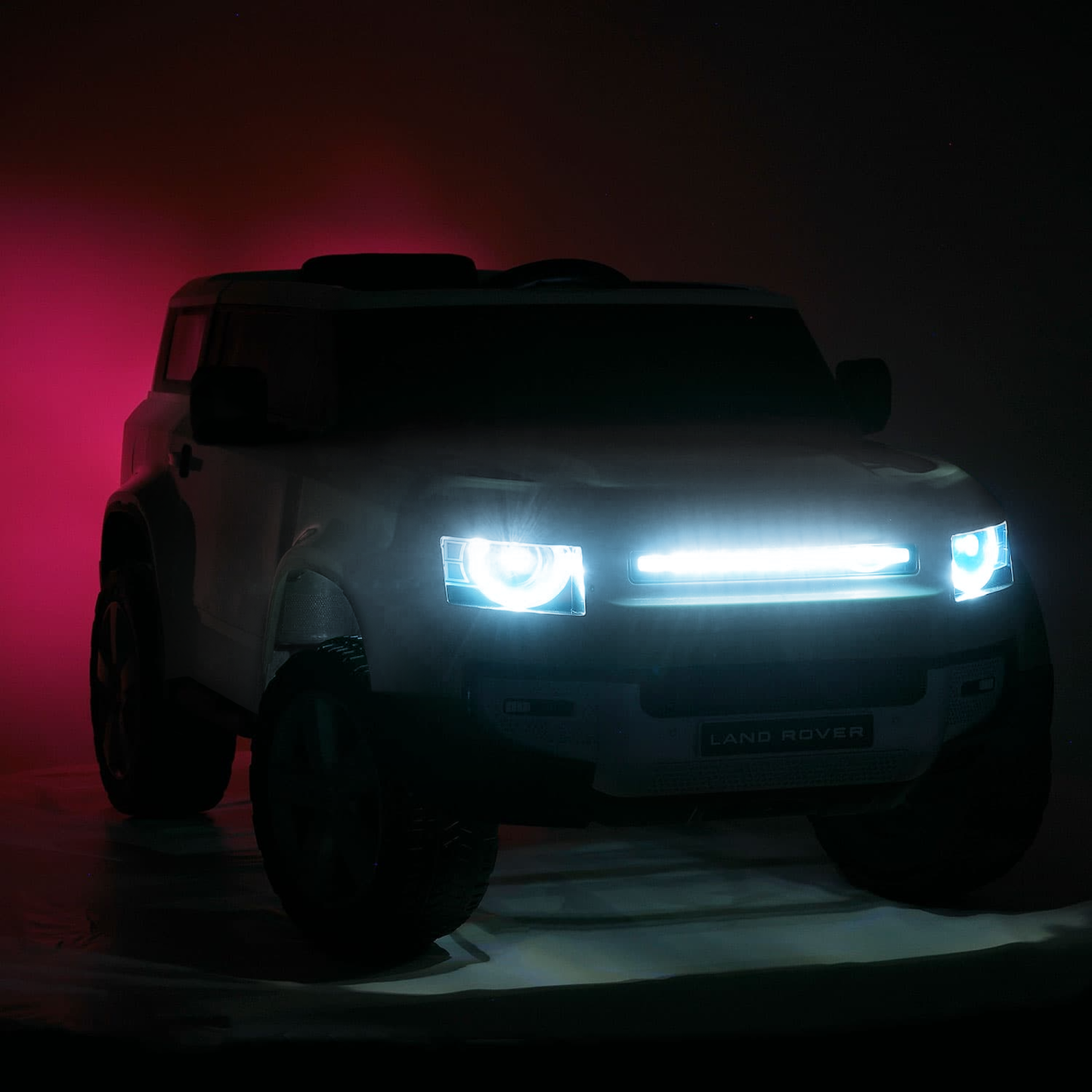 Land Rover 12V Ride On Car for Kids with Remote, Leather Seat, LED Lights- White