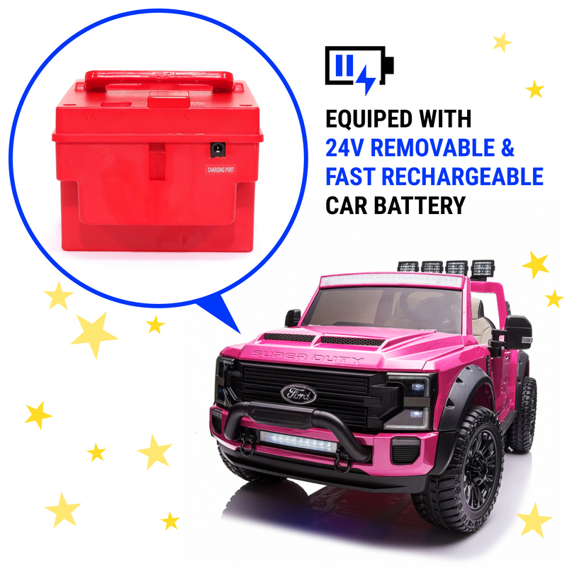 Ford F450 24V Two Seater Kids Electric Vehicle Truck In Pink