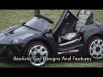 Kids Ride On Car with Remote Control, Leather Seat & Rubber Tires - Carbon Black