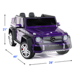 Mercedes G Wagon Maybach 12V Ride On Car for Kids with Remote, Leather Seat, Lights- Purple