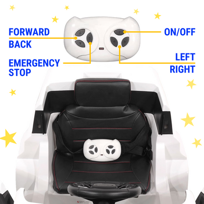 Land Rover 12V Ride On Car for Kids with Remote, Leather Seat, LED Lights- White